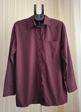Женская рубашка бордовая (винная) oversize | легкая ткань | новая с биркой | 46–50