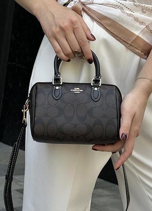 Сумка coach rowan brown satchel in signature canvas