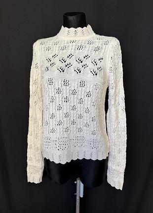 Vero moda белый кремовый джемпер с горлом ажурный романтик романтичный нежный кофта