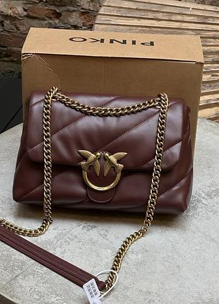 Сумка pinko big love bag puff maxi quilt burgundy/gold