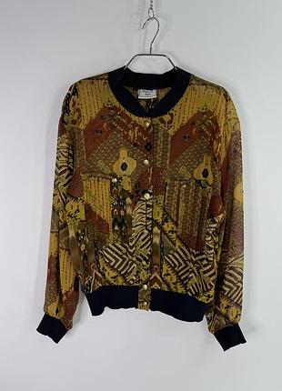 Hammerle 80s/90s made in west germany colorful viscose blouse bomber m size