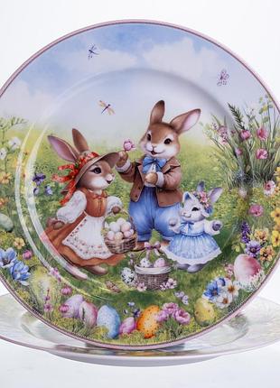 Набор обеденных тарелок rabbit family фарфоровых 2 штуки 25 см hp-7323-10