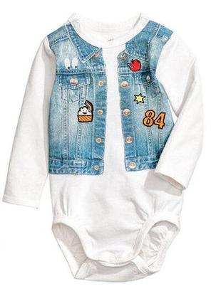 Боди с длинными рукавами для мальчика h&m 0584112002 056 см (1-2 months) белый