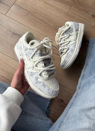 Кроссовки nike sb dunk low x lou*s vu*tton white grey арт 0353