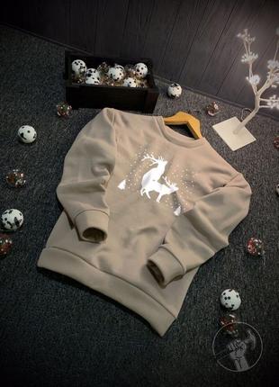 Стильный мужской новогодний свитшот кофта толстовка с оленями