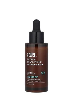 Сироватка для освітлення та омолодження шкіри acwell licorice ph balancing advance serum, 30 мл