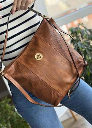 Жіноча велика сумка rieker коричневого кольору