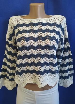 Вкорочена ажурна кофтинка
