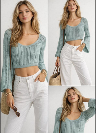 Розкішне жіночий в'язаний топ джемпер, світшот