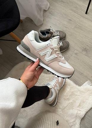 Женские кроссовки new balance 574 pink white grey 2012 беланс розового с белым и серым цветами