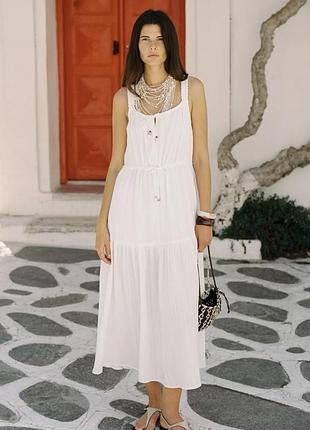 Бавовняна вільна сукня/сарафан міді zara