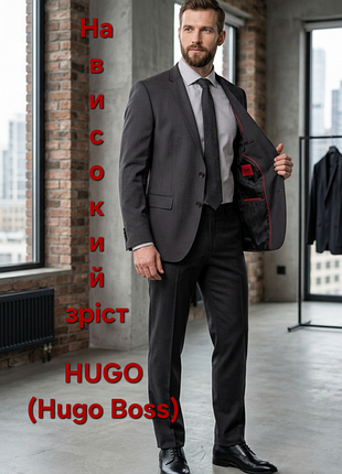 Элитный шерстяной черный пиджак hugo (hugo boss) – slim fit – 100% virgin wool шерсть – р. 98 (l на высокий рост)
