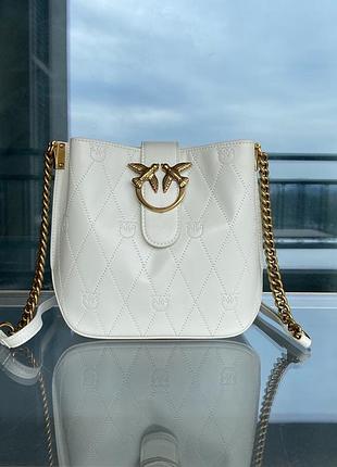 Сумка pinko love bucket wave logo біла