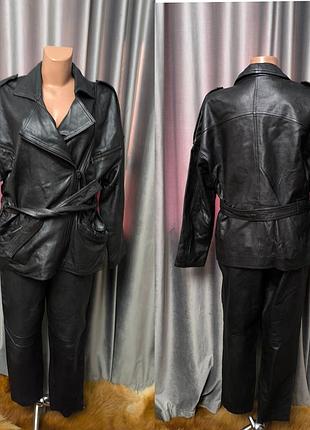 Стильная винтажная оверсайз куртка косуха из натуральной кожи