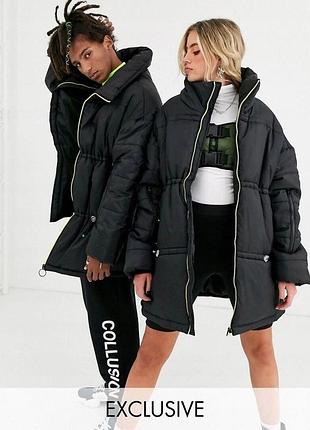 Ексклюзивна/ чорна/ пухова/ куртка,collusion by asos, стиль унісекс