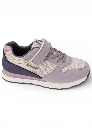 Дитячі кросівки від тм apawwa для дівчинки, фіолетово кольору з рожевими вставками.