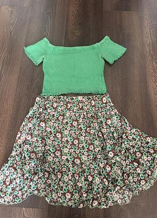 Комплект спідниця з топом zara, розмір xs/s