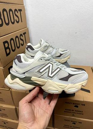 Крутезні жіночі кросівки new balance 9060 grey matter timberwolf сіро-бежеві