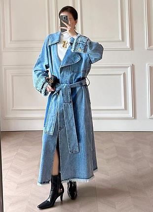 Плащ тренч джинсовий довгий 7