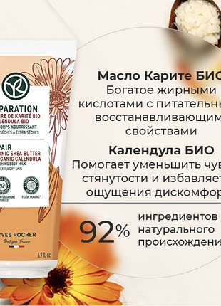 Відновлювальне молочко для сухої шкіри з олією каріте