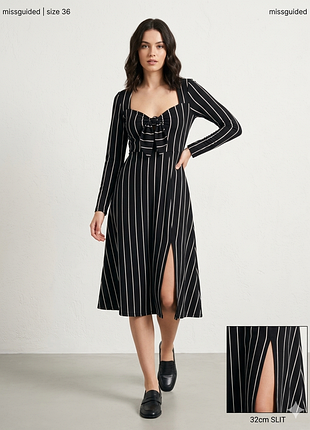 ​елегантна жіноча сукня міді missguided у вертикальну смужку — розмір 36 (s)ціна 499гр.