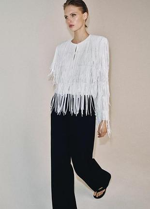 Жакет жіночий білий з бахромою zara new