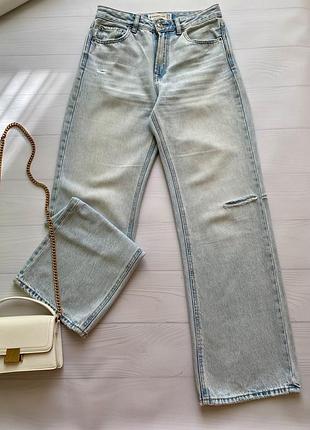 Джинси stradivarius блакитні прямі wide leg d 92 36 s штани джинсові