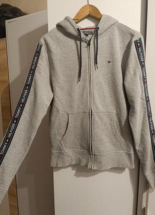 Оригинальное худи Tommy hilfiger s, серое, на замке