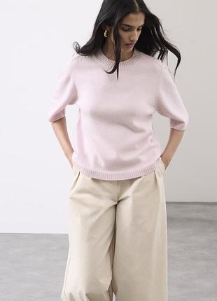 Бавовняний джемпер marks&spenser з короткими рукавами на пишні форми