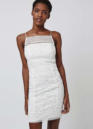 Мереживне плаття topshop floral lace bodycon dress — l — 12uk