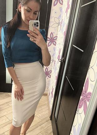 Біла спідниця міді 2