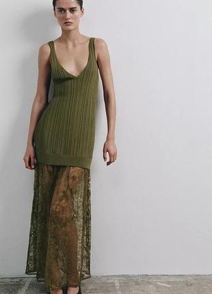 Сукня жіноча зелена з мереживом zara new