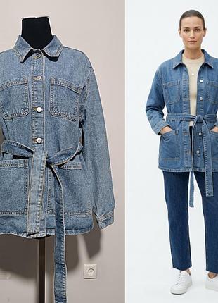 F,&f джинсовая куртка -рабашка с поясом /накладными карманами , классической джинс плотный uk10/eur 38