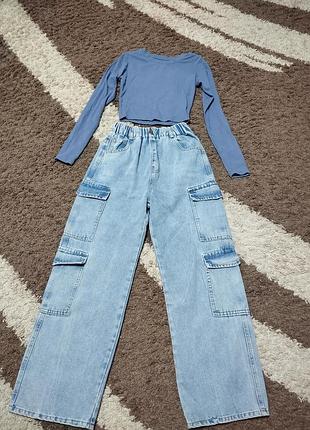 Джинсы широкие карго