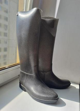 Резиновые сапоги, резинители женские, meduse womens high boots, на узкую стопу, 39 размер серебристо-серые (silver/black)