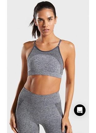 Топ кроп спортивный gymshark серый flex strappy sports bra xs