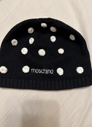 Шапка бини moschino шерсть оригинал  в горох