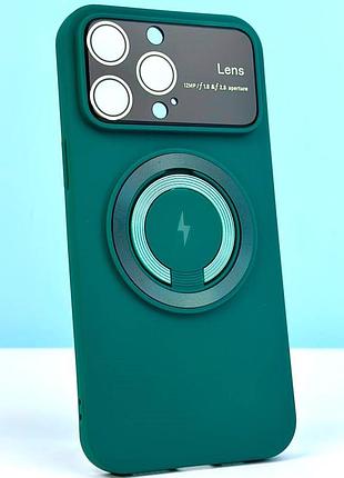Защитный чехол (накладка) hd glass film lens separate camera magnetic box apple iphone 14 pro (dark green)