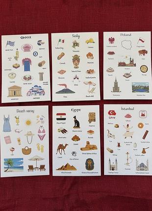 Стікери наліпки країни, подорожі для worldbook, а6, а5 , стікерпак 20 видів (список усіх в оголошенні)