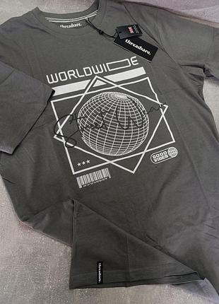 Футболка мужская threadbare серая с рисунком крупнобритантия 🇬🇧