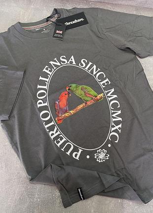 Футболка мужская threadbare серая с рисунком попугая крупнобритантия 🇬🇧
