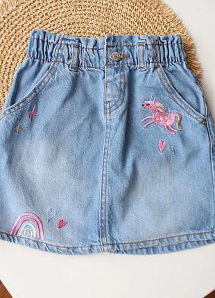 Джинсовая юбочка с элементами вышивки denim co 7-8 лет