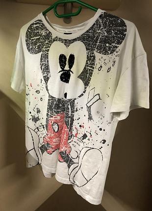 Футболка mickey mouse (disney), яркий  прин-абстракция; стильно! со вставками пайеток; 💯%котон! дарю, бесплатно к покупке любого лота!