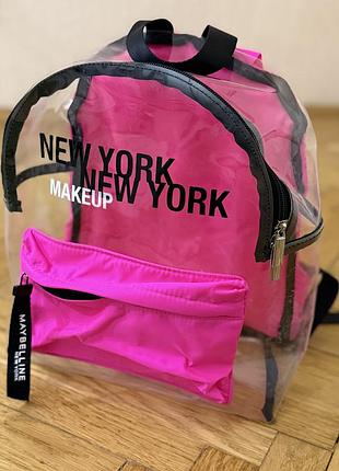 Прозорий силіконовий рюкзак maybelline new york яскравий та стильний