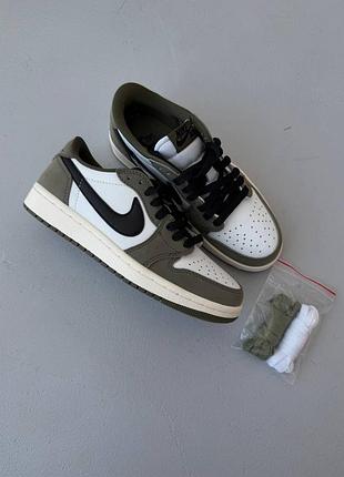 Кроссовки nike air jordan retro 1 medium olive