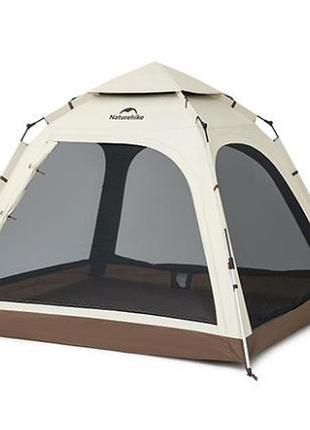 Палатка четырехместная для кемпинга naturehike ango (cnk2550ws010) коричневая