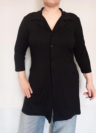 Топ жакет удлиненный однослойный черный трикотажный размер l xl недорого