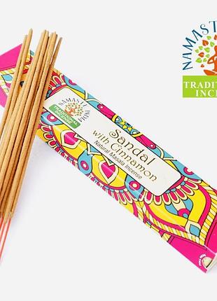 Ароматичні палички сандал із корицею namaste india sandal cinnamon