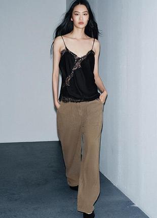 Вельветовые свободные брюки от zara woman, м, xl, оригинал