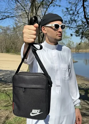 Сумка черная nike борсетка мужская, сумка спортивная, сумка через плечо